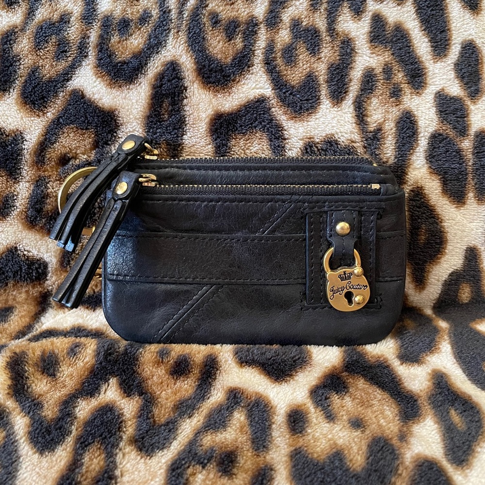 Black Leather Juicy Couture Change Purse Key Chain